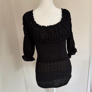 Catherine Malandrino Black and Tan Knit Top